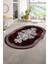 Dijital Baskılı Kaymaz Taban Yıkanabilir Mermer Oval Yolluk Salon Halısı, N-O-Mermer-09-Bordo, 3