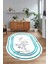 Dijital Baskılı Kaymaz Taban Yıkanabilir Mermer Oval Yolluk Salon Halısı, N-O-Mermer-05-Mavi, 5