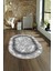 Dijital Baskılı Kaymaz Taban Yıkanabilir Mermer Oval Yolluk Salon Halısı, N-O-Mermer-14-Gri, 1