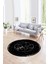 Dijital Baskılı Kaymaz Yıkanabilir Mermer Yuvarlak Mutfak Salon Halısı, N-Y-Mermer-17-Siyah, 3