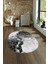 Dijital Baskılı Kaymaz Taban Yıkanabilir Mermer Oval Yolluk Salon Halısı, N-O-Mermer-19-Gri, 1