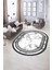 Dijital Baskılı Kaymaz Taban Yıkanabilir Mermer Oval Yolluk Salon Halısı, N-O-Mermer-21-Gri, 2
