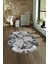 Dijital Baskılı Kaymaz Taban Yıkanabilir Mermer Oval Yolluk Salon Halısı, N-O-Mermer-30-Gri, 1