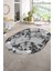 Dijital Baskılı Kaymaz Taban Yıkanabilir Mermer Oval Yolluk Salon Halısı, N-O-Mermer-30-Gri, 3