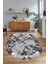 Dijital Baskılı Kaymaz Taban Yıkanabilir Mermer Oval Yolluk Salon Halısı, N-O-Mermer-30-Gri, 5