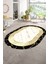 Dijital Baskılı Kaymaz Taban Yıkanabilir Mermer Oval Yolluk Salon Halısı, N-O-Mermer-18-Gold, 3
