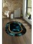 Dijital Baskılı Kaymaz Taban Yıkanabilir Mermer Oval Yolluk Salon Halısı, N-O-Mermer-24-Mavi, 1