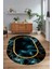 Dijital Baskılı Kaymaz Taban Yıkanabilir Mermer Oval Yolluk Salon Halısı, N-O-Mermer-24-Mavi, 5