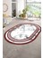 Dijital Baskılı Kaymaz Taban Yıkanabilir Mermer Oval Yolluk Salon Halısı, N-O-Mermer-21-Bordo, 3