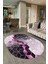 Dijital Baskılı Kaymaz Taban Yıkanabilir Mermer Oval Yolluk Salon Halısı, N-O-Mermer-19-Pembe, 4