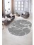 Dijital Baskılı Kaymaz Taban Yıkanabilir Mermer Oval Yolluk Salon Halısı, N-O-Mermer-01-Gri, 2