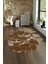Dijital Baskılı Kaymaz Taban Yıkanabilir Mermer Oval Yolluk Salon Halısı, N-O-Mermer-01-Kahve, 1