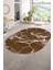 Dijital Baskılı Kaymaz Taban Yıkanabilir Mermer Oval Yolluk Salon Halısı, N-O-Mermer-01-Kahve, 3