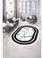 Dijital Baskılı Kaymaz Taban Yıkanabilir Mermer Oval Yolluk Salon Halısı, N-O-Mermer-06-Beyaz, 2