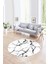 Dijital Baskılı Kaymaz Yıkanabilir Mermer Yuvarlak Mutfak Salon Halısı, N-Y-Mermer-01-Beyaz, 3