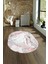 Dijital Baskılı Kaymaz Taban Yıkanabilir Mermer Oval Yolluk Salon Halısı, N-O-Mermer-26-Pembe, 1