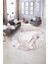 Dijital Baskılı Kaymaz Taban Yıkanabilir Mermer Oval Yolluk Salon Halısı, N-O-Mermer-26-Pembe, 2