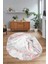 Dijital Baskılı Kaymaz Taban Yıkanabilir Mermer Oval Yolluk Salon Halısı, N-O-Mermer-26-Pembe, 5