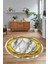Dijital Baskılı Kaymaz Yıkanabilir Mermer Yuvarlak Mutfak Salon Halısı, N-Y-Mermer-03-Gold, 2