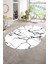 Dijital Baskılı Kaymaz Taban Yıkanabilir Mermer Oval Yolluk Salon Halısı, N-O-Mermer-01-Beyaz, 3