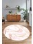 Dijital Baskılı Kaymaz Yıkanabilir Mermer Yuvarlak Mutfak Salon Halısı, N-Y-Mermer-29-Pembe, 2