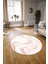 Dijital Baskılı Kaymaz Yıkanabilir Mermer Yuvarlak Mutfak Salon Halısı, N-Y-Mermer-29-Pembe, 5
