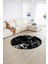 Dijital Baskılı Kaymaz Yıkanabilir Mermer Yuvarlak Mutfak Salon Halısı, N-Y-Mermer-27-Siyah, 4