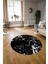 Dijital Baskılı Kaymaz Yıkanabilir Mermer Yuvarlak Mutfak Salon Halısı, N-Y-Mermer-27-Siyah, 5