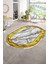 Dijital Baskılı Kaymaz Taban Yıkanabilir Mermer Oval Yolluk Salon Halısı, N-O-Mermer-03-Gold, 3