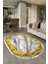 Dijital Baskılı Kaymaz Taban Yıkanabilir Mermer Oval Yolluk Salon Halısı, N-O-Mermer-03-Gold, 4