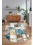 Dijital Baskılı Kaymaz Taban Yıkanabilir Mermer Oval Yolluk Salon Halısı, N-O-Mermer-28-Mavi, 5