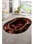 Dijital Baskılı Kaymaz Taban Yıkanabilir Mermer Oval Yolluk Salon Halısı, N-O-Mermer-24-Bordo, 3