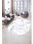 Dijital Baskılı Kaymaz Taban Yıkanabilir Mermer Oval Yolluk Salon Halısı, N-O-Mermer-29-Mavi, 2