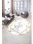 Dijital Baskılı Kaymaz Taban Yıkanabilir Mermer Oval Yolluk Salon Halısı, N-O-Mermer-15-Gold, 2