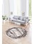 Dijital Baskılı Kaymaz Yıkanabilir Mermer Yuvarlak Mutfak Salon Halısı, N-Y-Mermer-03-Gri, 3