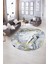 Dijital Baskılı Kaymaz Taban Yıkanabilir Mermer Oval Yolluk Salon Halısı, N-O-Mermer-26-Mavi, 2