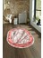 Dijital Baskılı Kaymaz Taban Yıkanabilir Mermer Oval Yolluk Salon Halısı, N-O-Mermer-03-Pembe, 1