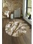 Dijital Baskılı Kaymaz Taban Yıkanabilir Mermer Oval Yolluk Salon Halısı, N-O-Mermer-02-Kahve, 1