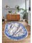 Dijital Baskılı Kaymaz Taban Yıkanabilir Mermer Oval Yolluk Salon Halısı, N-O-Mermer-03-Mavi, 5