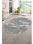 Dijital Baskılı Kaymaz Taban Yıkanabilir Mermer Oval Yolluk Salon Halısı, N-O-Mermer-01-Gri, 3