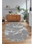 Dijital Baskılı Kaymaz Taban Yıkanabilir Mermer Oval Yolluk Salon Halısı, N-O-Mermer-01-Gri, 5