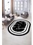 Dijital Baskılı Kaymaz Taban Yıkanabilir Mermer Oval Yolluk Salon Halısı, N-O-Mermer-06-Siyah, 2