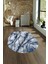 Dijital Baskılı Kaymaz Taban Yıkanabilir Mermer Oval Yolluk Salon Halısı, N-O-Mermer-02-Mavi, 1
