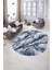 Dijital Baskılı Kaymaz Taban Yıkanabilir Mermer Oval Yolluk Salon Halısı, N-O-Mermer-02-Mavi, 2