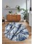 Dijital Baskılı Kaymaz Taban Yıkanabilir Mermer Oval Yolluk Salon Halısı, N-O-Mermer-02-Mavi, 5