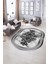 Dijital Baskılı Kaymaz Taban Yıkanabilir Mermer Oval Yolluk Salon Halısı, N-O-Mermer-09-Gri, 2