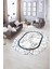 Dijital Baskılı Kaymaz Taban Yıkanabilir Mermer Oval Yolluk Salon Halısı, N-O-Mermer-11-Mavi, 2