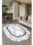 Dijital Baskılı Kaymaz Taban Yıkanabilir Mermer Oval Yolluk Salon Halısı, N-O-Mermer-11-Mavi, 4