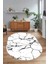 Dijital Baskılı Kaymaz Taban Yıkanabilir Mermer Oval Yolluk Salon Halısı, N-O-Mermer-01-Beyaz, 5
