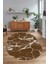 Dijital Baskılı Kaymaz Taban Yıkanabilir Mermer Oval Yolluk Salon Halısı, N-O-Mermer-01-Kahve, 5